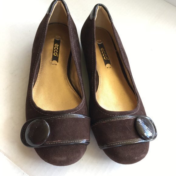 - ECCO Ballet Flats Button 1" Heel Slip On Shoes 35 - Picture 2 of 8